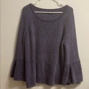 a.n.a Women's Purple Velour Knit Bell Sleeve Sweater